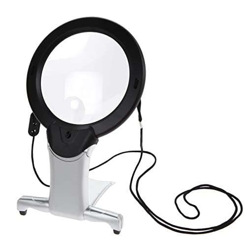 Lupe 2 in 1 Freihandlupe mit Beleuchtung für Lesen Sticken Nähen Handarbeit, Leselupe LED Lupe