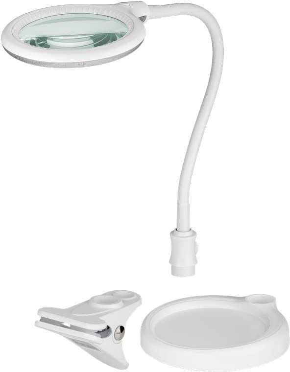 goobay 60359 LED Lupenleuchte - Lupenlampe mit Standfuß - Standlupe Licht - 6 W Leistungsaufnahme - Farbtemperatur 6200 K – Lichtstrom 480 lm, Weiß
