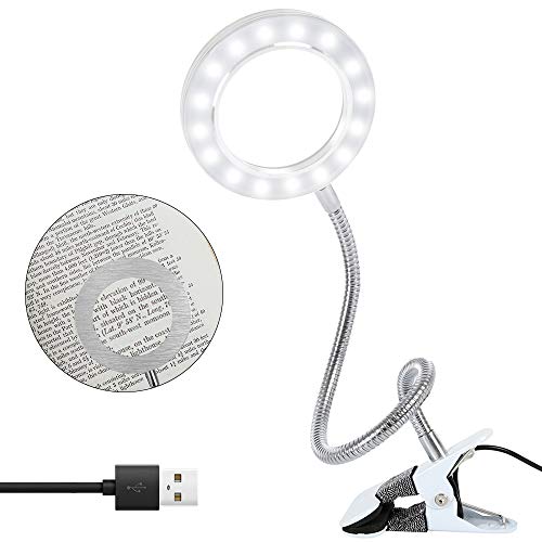 LED Lupenleuchte 8X Tageslicht Lupenlampe Tischlupe mit Klemme USB Tischklemme Lupenleuchte Lupe mit LED für Handwerkliche Arbeiten Lesen Arbeit...