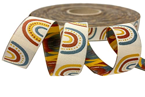 Webband Boho Regenbogen - rohweiß - Eigenproduktion - 17 mm