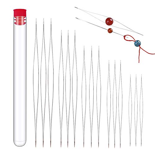 18 Stück Bead Nadeln, Große Auge Perlen Nadel 6 Größen Nähnadeln aus Edelstahl, Perlen Nadel für Stickerei Beading Nadeln mit Nadel Flasche …