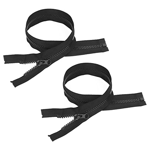 Lusofie 50cm Schwarzer Reißverschluss 2 Stück Geteilter Reißverschluss Mantel Reißverschluss Harz Reißverschluss zum Nähen für Daunenjacke Sweatshirt Kleidung Taschen Heimtextilien