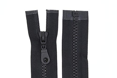 Reißverschluss für Jacken Kunststoff Plastik Zipper Reissverschlüsse teilbar (Schwarz 70cm)