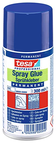 tesa Sprühkleber 60020-00000-01 Permanent - Starker Klebstoff zum Sprühen für leichte bis mittelschwere Materialien mit leicht rauer Oberfläche - Ohne Silikon - 300 ml