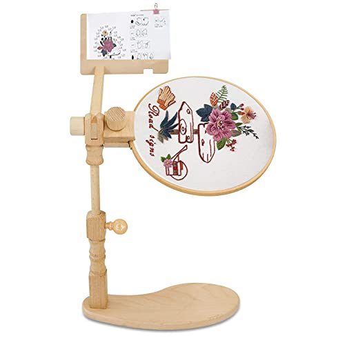 RoseFlower Kreuzstich Ständer Stickrahmen Holz Drehbarer Stickständer für Tisch Embroidery Hoop Stand Kreuzstichrahmen Einstellbare Nähwerkzeuge, DIY Handwerk Stickerei Nähen Werkzeuge #4