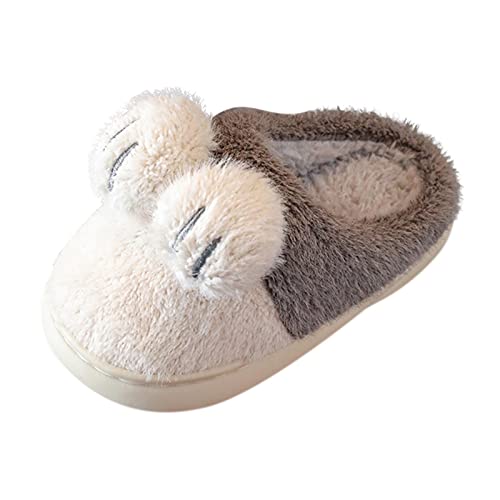 Plüschhausschuhe Unisex Kinder Junge Mädchen Plüsch + Baumwolle Slipper Warme Gefüttert Pantoffeln Winter Hause Indoor Anti Rutsch weiche Socken Schuhe Stickmuster von tier