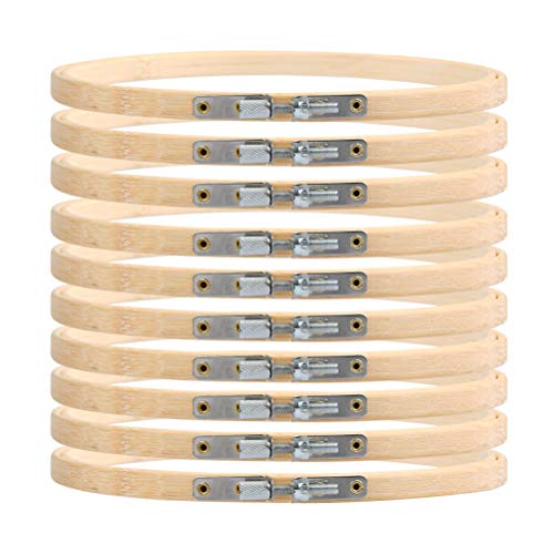 10 Stück 15cm Stickrahmen Bambus-Kreis runder aus Holz Stickerei Kreuzstich set Bambus-Kreis Stickerei Hoop Einstellbar Nähen Bambus Kreis Set Ring für DIY Kunst Handwerk Handliches Nähen 6 Zoll