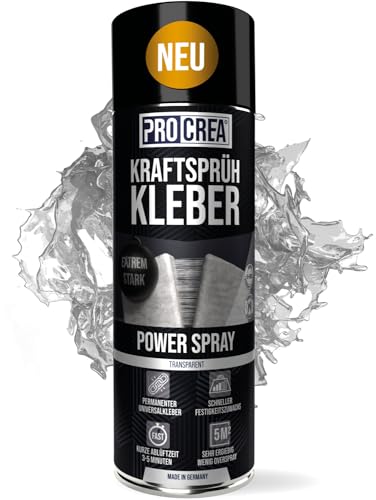 PROCREA® -NEU- Sprühkleber 'Power Spray' extra stark, transparent [wasserfest, hitzebeständig & geruchsmild] Spray Adhesive für Dachhimmel, Wolkendecke, Schaumstoff, Stoffe uvm. - Made in Germany