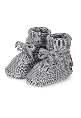 Sterntaler Baby-Mädchen Schleife Strick-Schuh, Silber Mel, 16 EU
