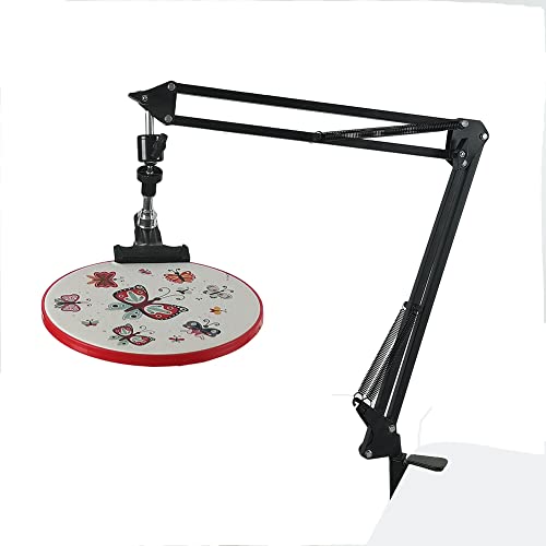 Stickrahmen-Halter – verstellbarer Stickrahmen-Ständer, Metall-Stickerei-Ständer, klappbarer Stickständer, Kreuzstichständer, 360 Grad Reifen-Drehknopf, geeignet für Handyhalterung.