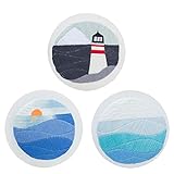 LIXBD Stickerei-Starter-Set für Anfänger, ohne Wolle, Nadeln, Fadenstanzer, Stickerei, Kunsthandwerk (Ozean-Stil)
