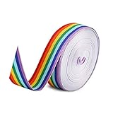 GNAGYUAN 10 Meters Regenbogen band, mehrfarbiges Ripsband Doppelseitiges Stoffband für Kunsthandwerk DIY, Geschenkverpackung, Hochzeit, Geburtstagsfeierdekoration (10M X25MM)