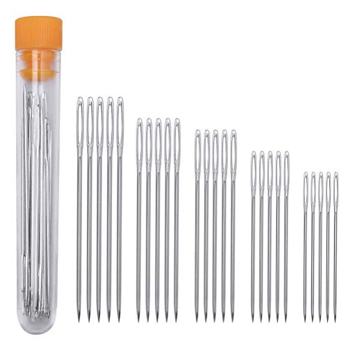 25 Stücke Nähen Nadeln Set, 5 Größen Große Augen Nadeln Nähnadeln mit Spitze Nadeln Set für Hand Nähen Handwerk
