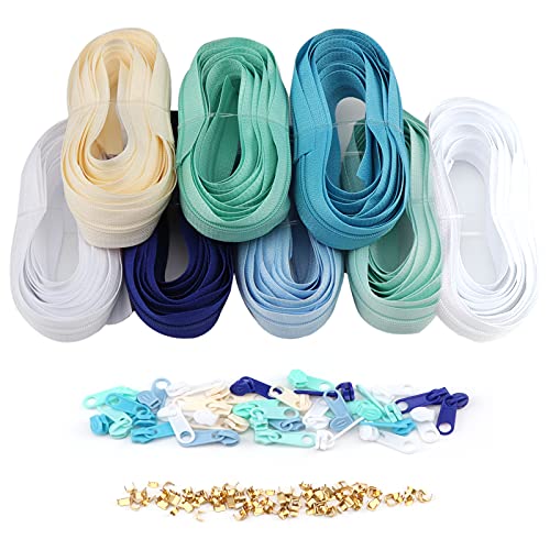 DOITEM 2,8 mm Reißverschlüsse 22,4 m Nylon-Endlos-Reißverschluss-Set mit Schieber und Reißverschluss zum Nähen und Basteln – 7 Farben