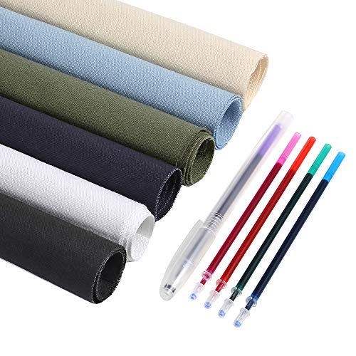 Caydo 6 Farben Stoff für Stickerei, einschließlich 6 Farben baumwollstoff sticken, 5 Farben wasserlösliche Stifte für Stickerei-Projekte und Dekoration, 30 x 30 cm