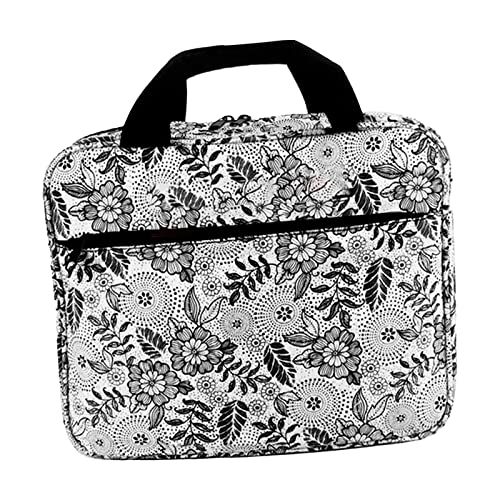 chiwanji Tragbare Stickerei-Projekt-Tasche Stickerei-Kits Aufbewahrungstasche Stickerei-Projekt mit Mehreren Taschen Reise-Organizer Tote Handtasche für Garn, Weiße Basis