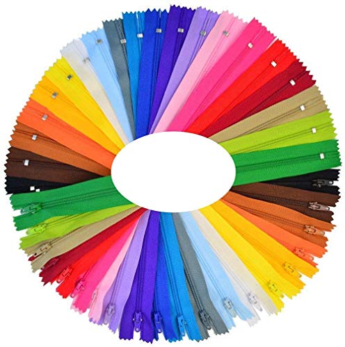 Reißverschluss,50 Stück Nylon Teilbarer Reißverschluss Plastik Zipper für Sewing Craft Kleidung Tasche Mäppchen Kissenbezug 25 Farben 23CM