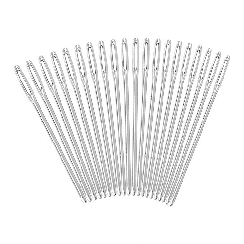 Walfront Nähnadeln Set, 20pcs Silbernes Stopfnadeln Großes Rundes Augen Stumpfe Nadeln für Kinder, Sticknadeln ohne Spitze Kinder, 52mm Länge Sticknadeln Stumpf Kinder