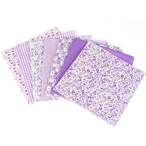 KOSHIFU 7 Stück Baumwollstoff Meterware 50 x 50cm Stoffpaket zum Nähen Baumwolle Patchwork Stoff Paket Stoffreste Nähstoffe für DIY Nähmuster Handwerk (Violett)