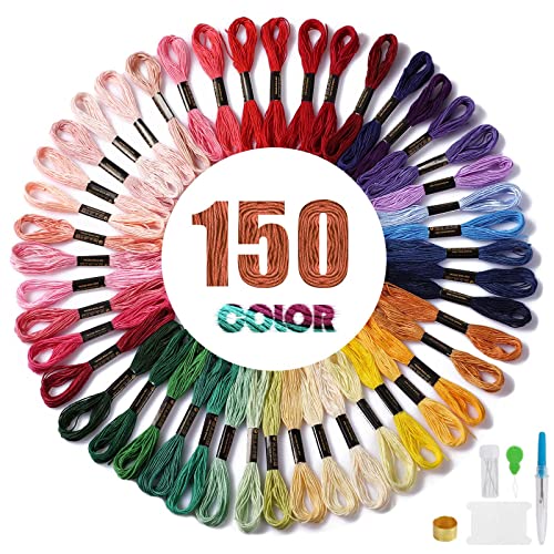 150 Farben Stickgarn Set je 8 Meter, Garn Set aus Polyester Baumwolle, Geeignet für freundschaftsarmband selber Machen, Sticken, Flechten, Häkeln, Arts Kreuzstich, Nähgarn.