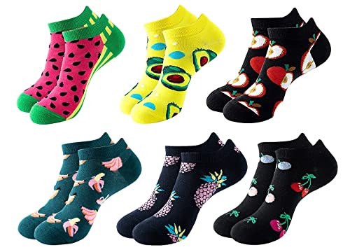 Lustig Socken Herren und Damen Bunte Baumwolle Sneaker Socken Witzige Verrückte Gemusterte Crew Kurz Socken für Frauen Füßlinge Kuschelsocken Motivsocken Knöchel Socken Unisex (Coloured7-6Paare)