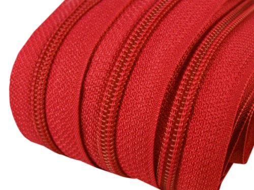 Schnoschi 2 m endlos Reißverschluss 5 mm Laufschiene + 5 Zipper Meterware teilbar Farbwahl (rot)