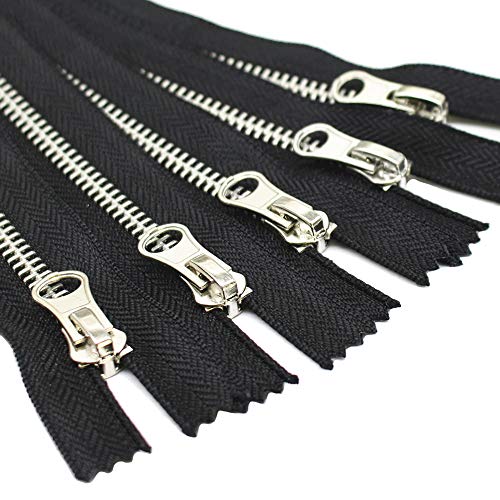 ByaHoGa 5 Stück 15 cm Reißverschluss Metall Reißverschluß 5mm Nicht teilbar für Tasche DIY Nähen Craft (Silberfarben 15 cm)