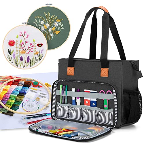 Luxja Tragetasche für Stickereiprojekte, Aufbewahrungstasche (nur Tasche), Schwarz