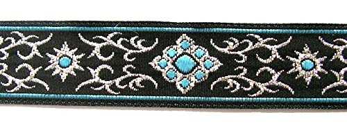 10m Brokat Borte Webband 16mm breit Farbe: Schwarz-Blau-Lurexsilber von 1A-Kurzwaren 16806-swblsi