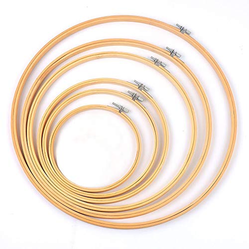 6 Stück Stickrahmen Set, Kreuzstich Nähen Stickrahmen Holz Stickrahmen Rund Embroidery Hoop Stickrahmen Bambus Ringe Stickerei Hoop für Kunsthandwerk Handliches (10cm, 15cm, 18cm, 23cm, 26cm, 30cm)