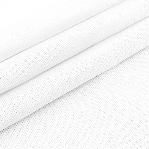 HANDI STITCH Leinenstoff Meterware Kreuzstich Stoff Weiß (18-Fädig) Stick Stoffe Aida Stoff zum Sticken 1 x 1,5m – Leinwand Stoff Groß Stoff zum Sticken, Nähen, DIY, Basteln, Stickerei Kreuzstich