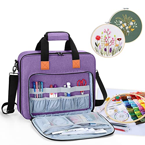 Luxja Aufbewahrungstasche für Stickereiprojekte, Stickerei-Sets (nur Tasche), Violett