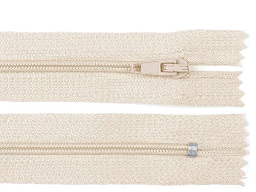 Schnoschi 10 Stück 40 cm Langer Spiralreißverschluss, Nicht teilbar, Creme, 3mm Laufschiene Reißverschluss