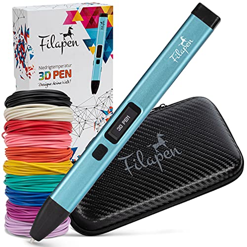 Premium 3D Stift mit 10 Filamenten und Etui | 3D stifte für Kinder und Erwachsene inkl. Ebook | 3D Pen set für Anfänger und Profis | DIY-Bastelset | 3 D Druckstift mit Schablonen | Bastelset Kinder