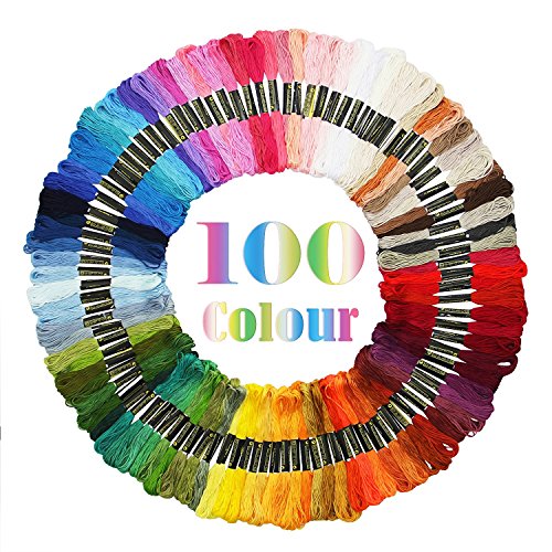 Adkwse Stickgarn,Embroidery Floss Weicher Baumwolle perfekt für Freundschaftsbänder, Stickerei, Kreuzstich (100)