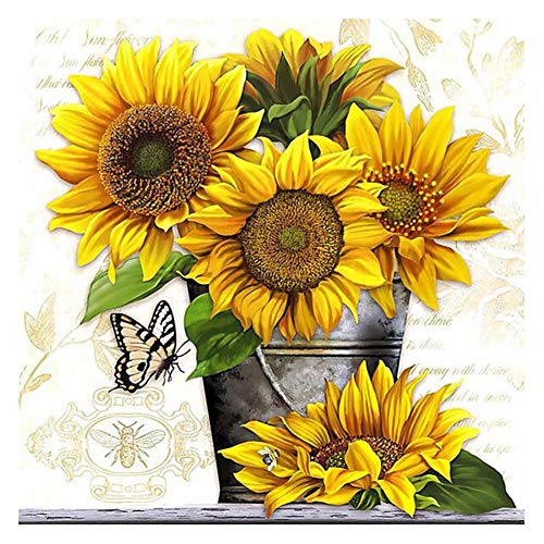 KANUBI 5D-Diamant-Malerei, 5D-Diamant-Gemälde, zum Selbermachen, quadratisch, Sonnenblumen-Kreuzstich-Stickerei