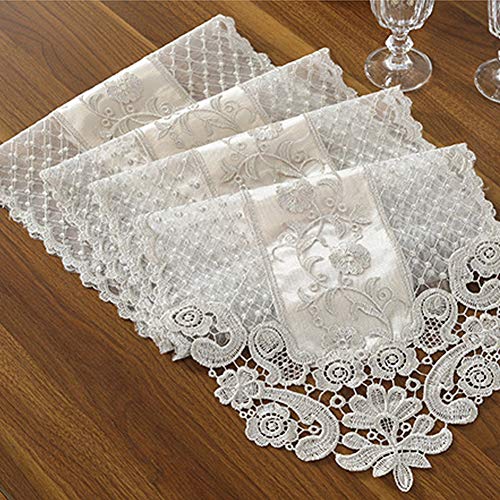 Spitzen-Tischläufer Exquisite Spitze Stoff mit Vintage Bestickt Handarbeit Tischdecke Perfekt für Hochzeit Kaffee Party Decor 30*70cm Champagne Gray