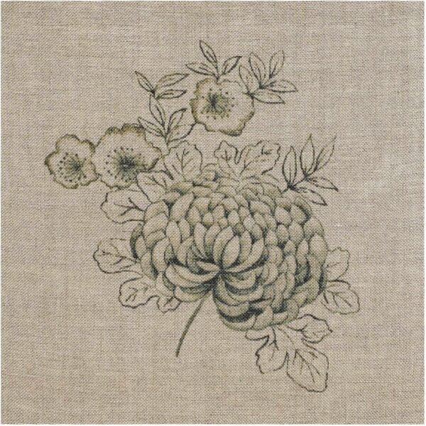 Rico Design Leinenband bedruckt Chrysantheme natur 11-fädig 30cm