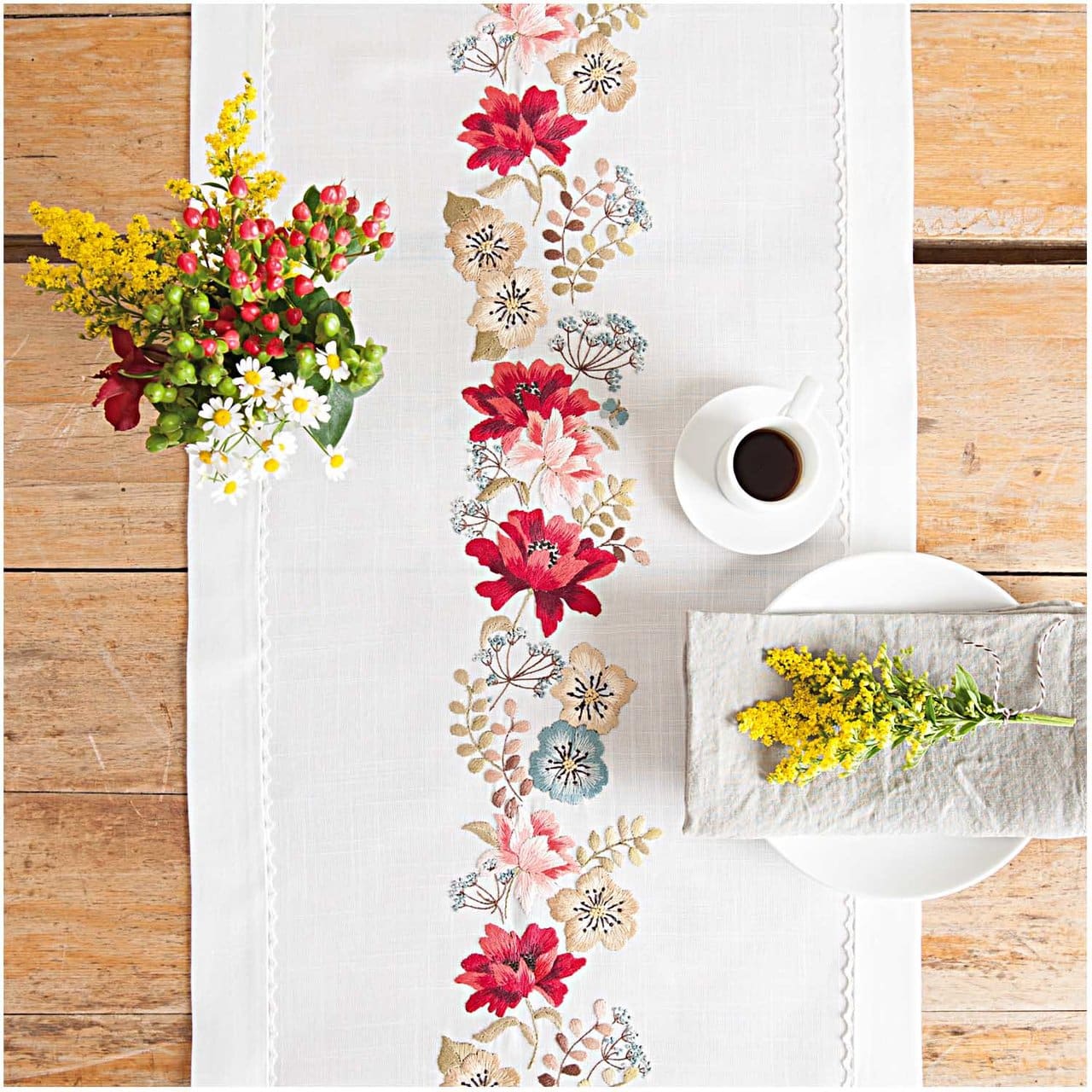 Rico Design Stickpackung Läufer Herbstblüten 40x150cm