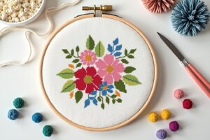 19 Kreuzstich Vorlagen für Blumen kostenlos